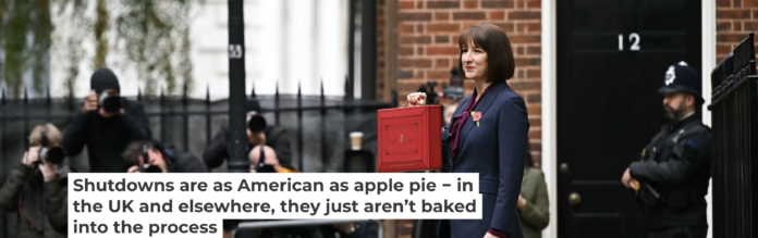 The obligatory showing of the red briefcase containing budget details is as exciting as it gets in the U.K. Justin Tallis - WPA Pool/Getty Images